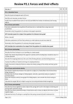 Review P2.1 Forces and their effects