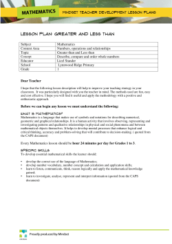 LESSON PLAN: Greater and Less than