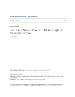The United Nations` Effort to Establish a Right of the Peoples to Peace