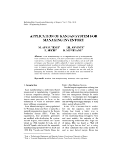 APPLICATION OF KANBAN SYSTEM FOR MANAGING INVENTORY