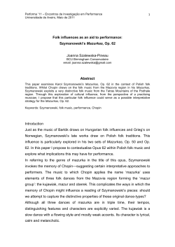 Szymanowski`s Mazurkas, Op. 62 Joanna Szalewska