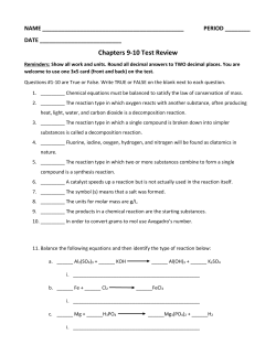 Chapters 9-10 Test Review