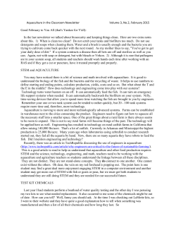 Aquaculture in the Classroom Newsletter Volume 3, No.2, February