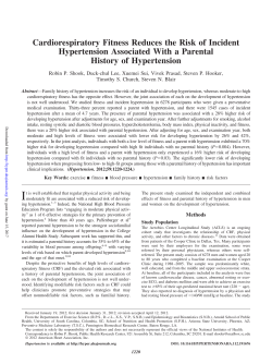 Cardiorespiratory Fitness Reduces the Risk of Incident Hypertension