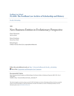 New Business Entities in Evolutionary Perspective