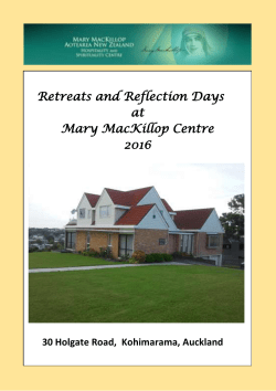 Retreats and Reflection Days at Mary MacKillop Centre 2016