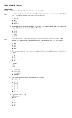 Math 3201 Unit 2 Review