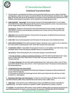 11th Annual Dan Greer Memorial Invitational Tournament Rules