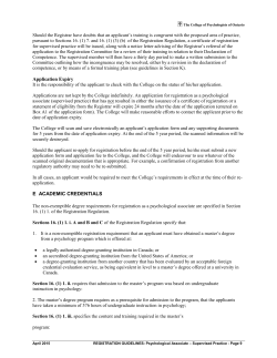 Academic Credentials - College of Psychologists of Ontario