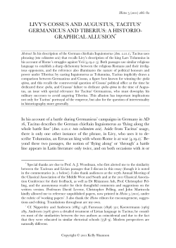 Livy`s Cossus and Augustus, Tacitus` Germanicus and Tiberius