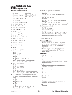 Solutions Key 14 - Schilling Farms Middle School
