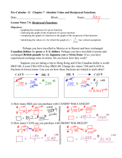 Pre-Calculus 11 Chapter 7 Absolute Value and Reciprocal Functions