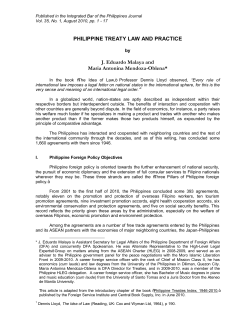 PHILIPPINE TREATY LAW AND PRACTICE J. Eduardo Malaya and