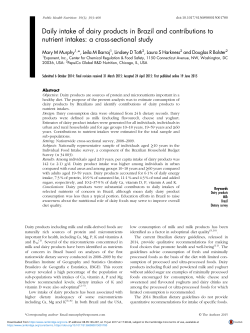 Daily intake of dairy products in Brazil and contributions to nutrient