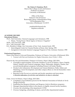 Patrice Rankine`s C.V. - University of Richmond