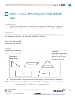 Lesson 1: The Area of Parallelograms Through Rectangle
