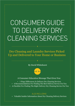 CONSUmer GUIDe tO DeLIvery Dry CLeANING ServICeS