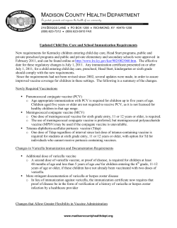 Updated Child Day Care and School Immunization Requirements