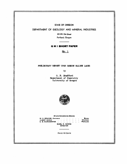 DOGAMI Short Paper 1, Preliminary report upon Oregon saline lakes