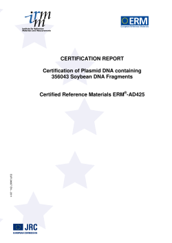 CERTIFICATION REPORT Certification of Plasmid DNA containing