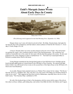 Enid`s Marquis James Wrote About Early Days In County