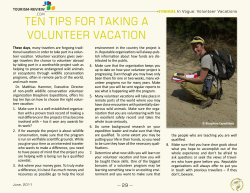 ten tips for tAKing A volunteer vAcAtion