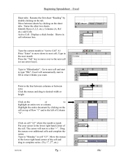 Beginning Spreadsheet &ndash; Excel