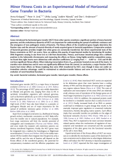 Article Minor Fitness Costs in an Experimental Model of Horizontal