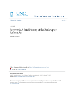 Foreword: A Brief History of the Bankruptcy Reform Act
