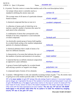 06/28/16 CHEM 1A Quiz 2 (30 points)
