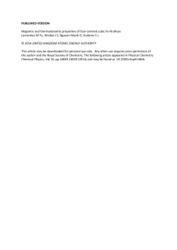 PUBLISHED VERSION Magnetic and thermodynamic properties of