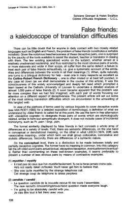 False friends: a kaleidoscope of translation difficulties