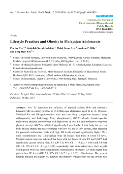 Lifestyle Practices and Obesity in Malaysian Adolescents