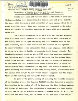 Facts about Canadian musk-oxen - Alaska Resources Library and