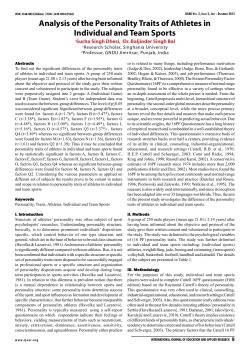 Analysis of the Personality Traits of Athletes in Individual
