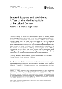 Enacted Support and Well-Being: A Test of the Mediating Role of