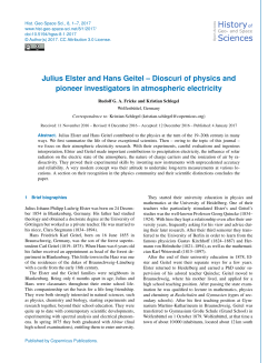 Julius Elster and Hans Geitel &ndash; Dioscuri of physics and pioneer