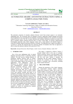 AUTOMATED ARABIC ANTONYM EXTRACTION USING A