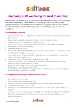 Improving staff wellbeing for next to nothing!
