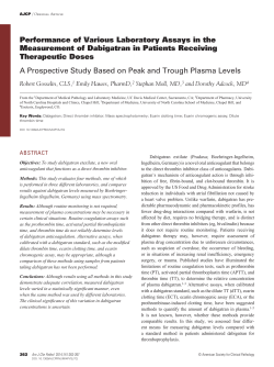 Performance of Various Laboratory Assays in the Measurement of