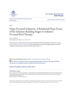 Hope-Focused Solutions: A Relational Hope Focus of
