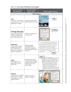 Table 1.2: Text Feature Definitions and Examples