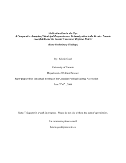 Multiculturalism in the City - Canadian Political Science Association