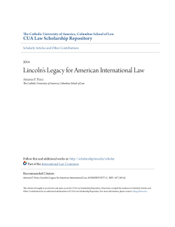 Lincoln&acirc;&bull;Žs Legacy for American International Law