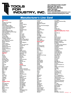 Manufacturer`s Line Card - Tools for Industry Inc.