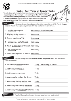 Verbs – Past Tense of Regular Verbs