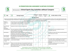 Risk Assessment of: School Sports Day Activities