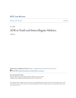 ADR in Youth and Intercollegiate Athletics