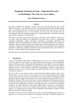 Pragmatic Functions of Crisis &ndash; Motivated Proverbs in Ola Rotimi`s