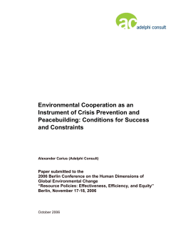 Environmental Cooperation as an Instrument of Crisis